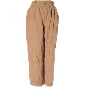 High-rise linen cropped trousers